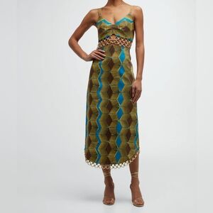 Alexis Sky Golden Ring Linen Midi Dress